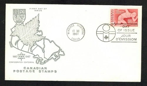 Canada #472, 1967 5¢ Pan Am Games, Middlesex cachet FDC