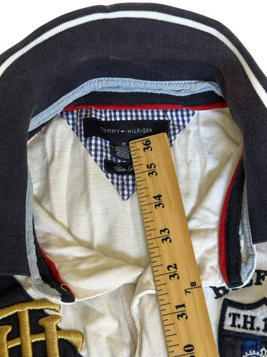 VINTAGE Tommy Hilfiger Shirt Men's Slim fit M Polo Spellout Colorblock Rugby - Picture 8 of 8