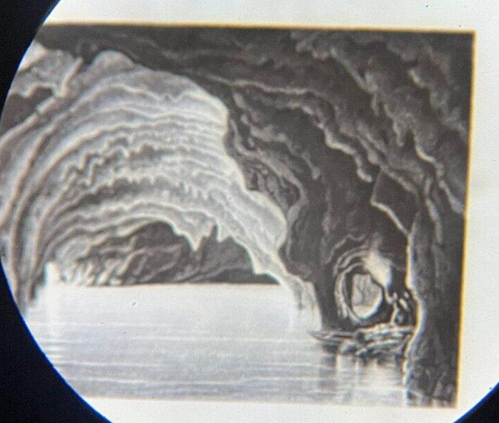 Antique J.D. Moller Microscope Slide Microphotograph Blue Grotto