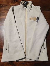 Spyder Men  s Full Zip Fleece Jacket Large Beige Oatmeal Athletic Logo New Medium