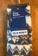 Old Navy Men's Gray/White Bear Fair Isle Printed Cozy Crew Socks - One Size -NWT