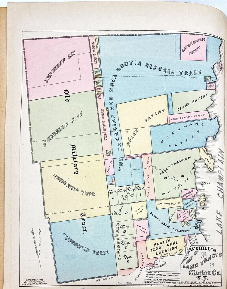Libro de historia geográfica del condado de Clinton de Nueva York de 1885 con mapas Foto 2 de 4