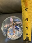 Vintage Art Glass Clear Paperweight With Flowers and Controlled Bubbles — photo 3