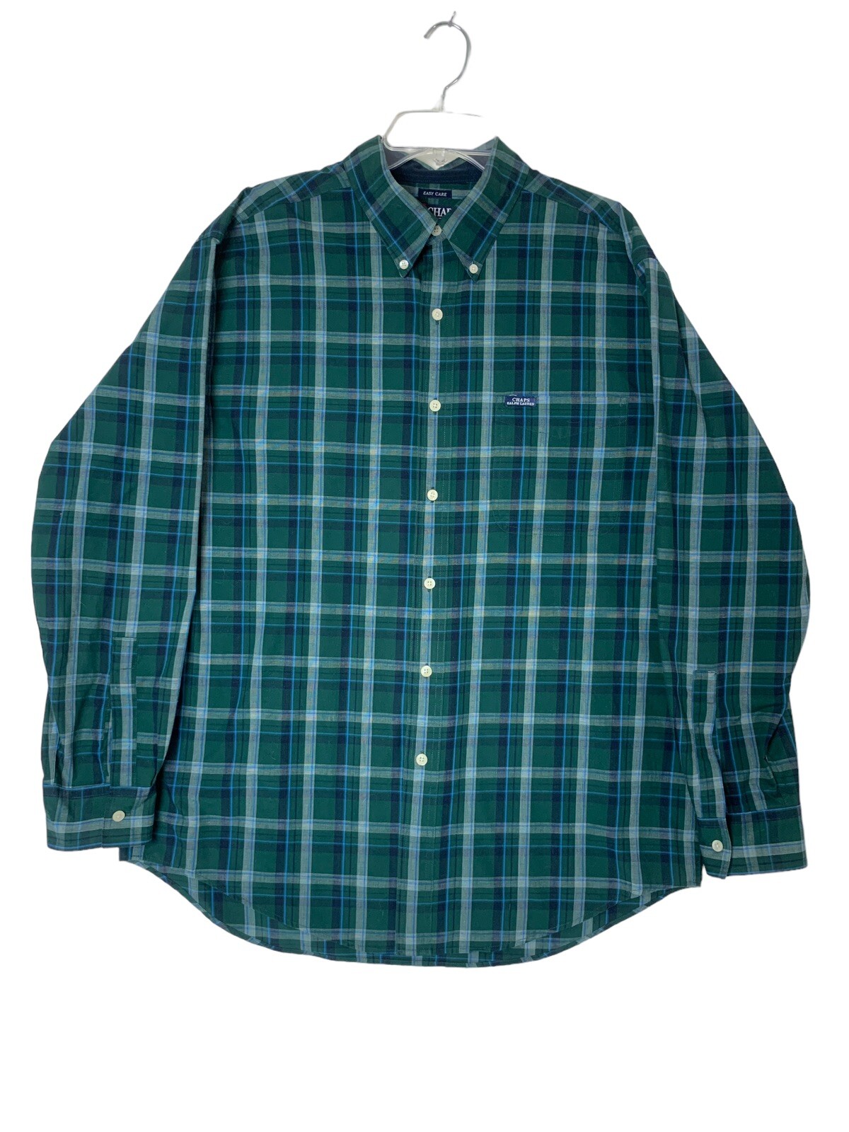 Chaps Ralph Lauren Button Down Mens Large Green Plaid East Care Checked image 2
