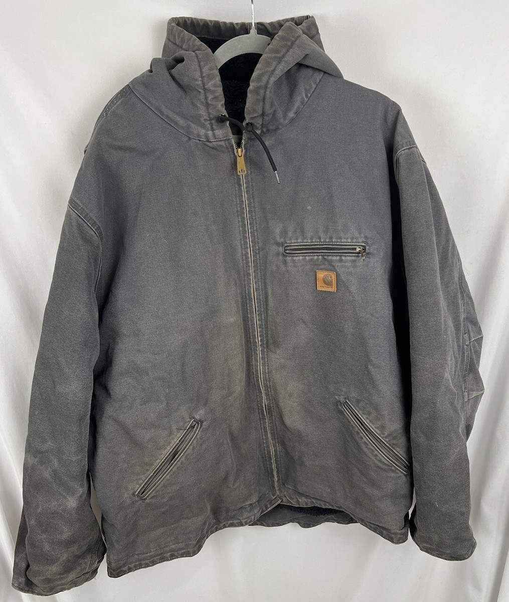 Carhartt Jacket Mens 3XL Sherpa Lined Full Zip Hooded Grey Carhartt Jacket Mens 3XL Sherpa Lined Full Zip Hooded Grey