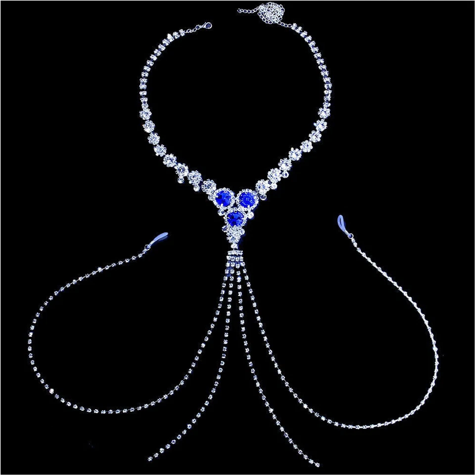 Nicht Piercing Nippelringe Strass Körperkette Kristall Halskette für Frauen - Bild 4 von 4