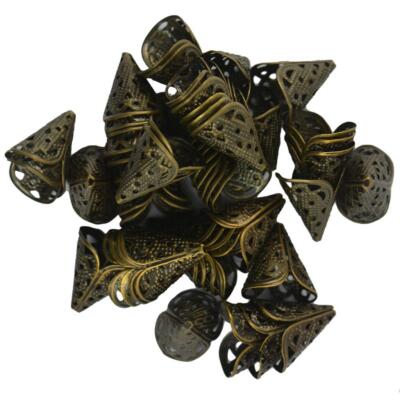 50 Stck. 16 mm Filigran Hohlkegel Blume Perlen Kappen Zum Selbermachen Herstellung Vintage Bronze