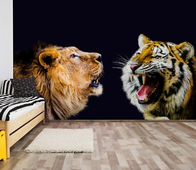 3D Lion Howling ZHU413 Animal Wallpaper Wall Mural Removable Self-adhesive Zoe