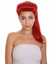 Womens Medium Length Magenta Straight Pony Tail RuPaul Wig HW-6696