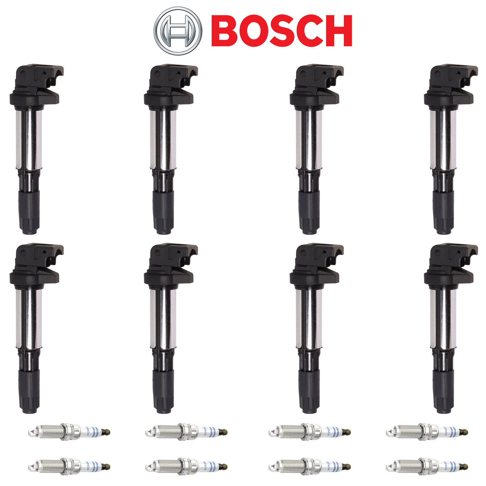 BOSCH Double Platinum Spark Plug  Performance Ignition Coil For BMW X6 4.4L V8
