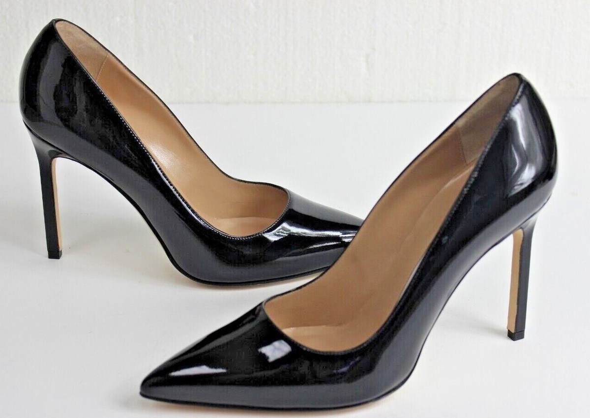 $745 NEW Manolo Blahnik BB 105 Pumps Patent Leather Black Heels