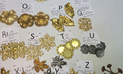 HUGE assort Vtg Miriam Haskell Large Flower Jewelry Design Stampings Findings 68 - Picture 7 of 51