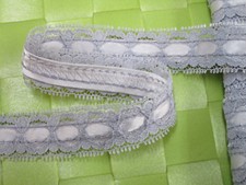 5 yards in 3/4 width in silver  gray color poly cotton  satin in center trim