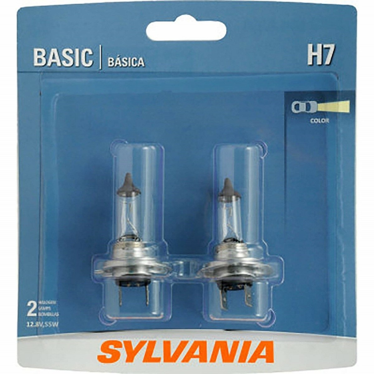 Sylvania Basic H7 55W Two Bulbs Head Light High Beam Replace Plug