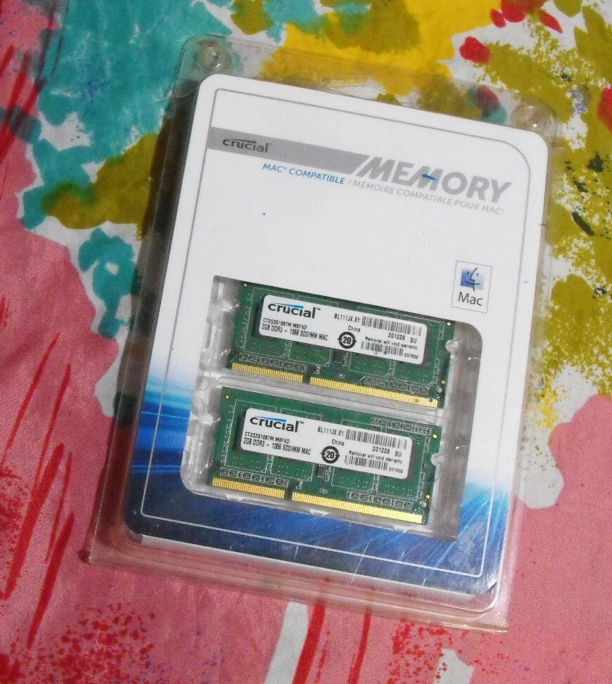 2 CRUCIAL 2GB DDR3 1066 SODIMM MAC COMPATIBLE RAM MEMORY STICKS eBay