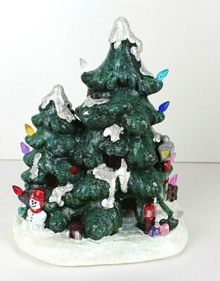 Vintage Ceramic 9''and 7'' Double Trees Christmas lightup Light Not Included