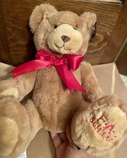 Brown Teddy Bear w/ Red ribbon FAO Schwarz 13" stuffed animal Plush toy New