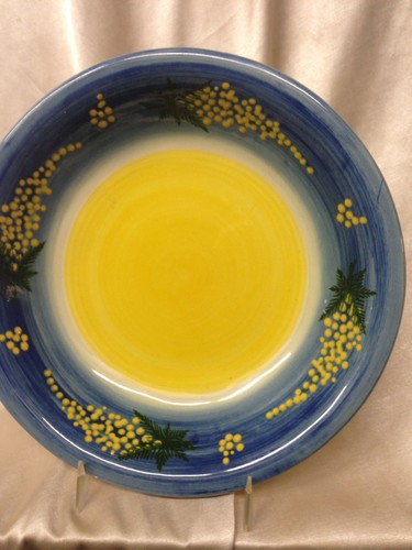 ATELIER DU SAGE FRANCE MIMOSA SOUP BOWL 8 1/2" BLUE & YELLOW YELLOW BUDS/DOTS - Picture 4 of 7