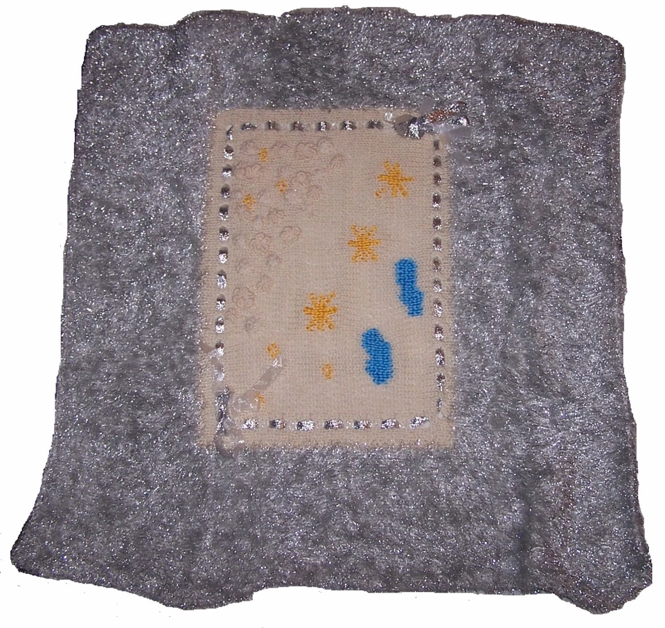 Coperta Nuvola Neonato Bimbo Lana Moher100% Argento lurex Copertina cm.100x100 - Immagine 4 di 4