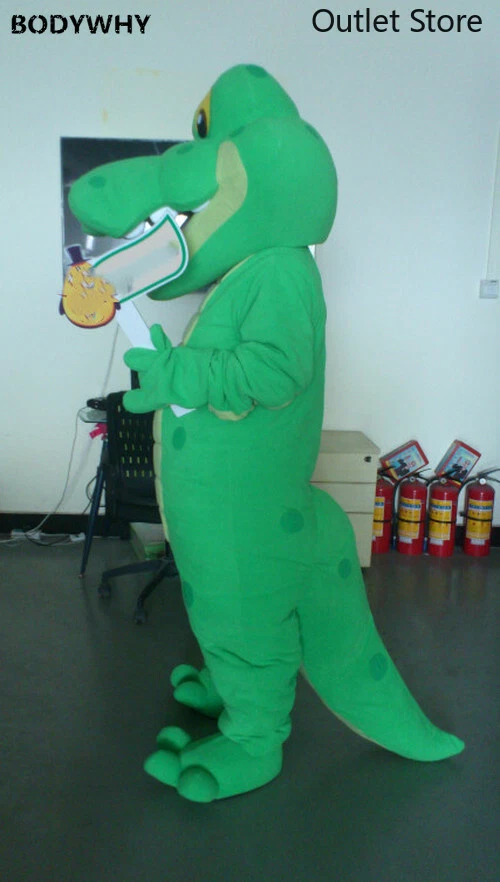 Cartoon Green Dinosaur Mascot Costume Suit Cosplay Party Game Dress Outfit Adult - Image 2 of 3