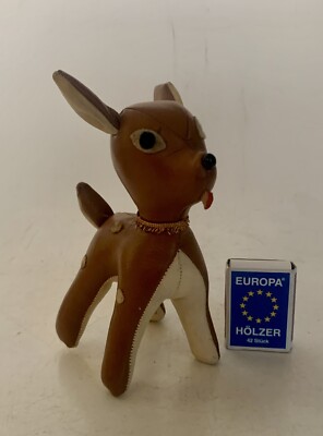 Vintage alt  Reh Kitz  Figur Spielzeug Tier Ledertier
