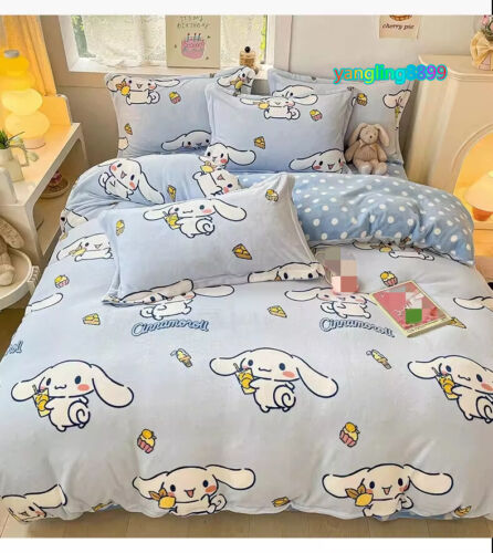 Cute Cinnamoroll Flannels Girls‘ Bedding Set Bed Sheet Duvet Cover Pillow Covers - Picture 1 of 23
