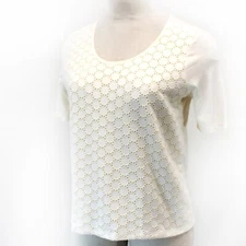 TALBOTS Plus Ivory Summer Polka Dot Short Sleeve Tank Tee Top Petite 1X