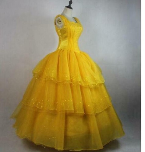 Cosplay Adult Princess Belle Costume Beauty and The Beast Fancy Dress yellow Hot - Picture 2 of 6