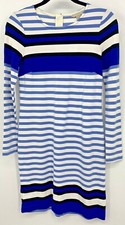Banana Republic Dress Women Size 4 Blue White Stripe Long Sleeve Stretch New B80