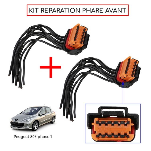 Peugeot 308 Phase 1 Rear Light Connector Repair Kit - OEM 32014584, 6-Pin Female Plug With Wiring