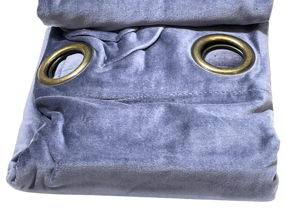 Panel de lujo suave de terciopelo azul Veratex Júpiter 50" x 95" con ojal 100 % algodón Foto 4 de 4