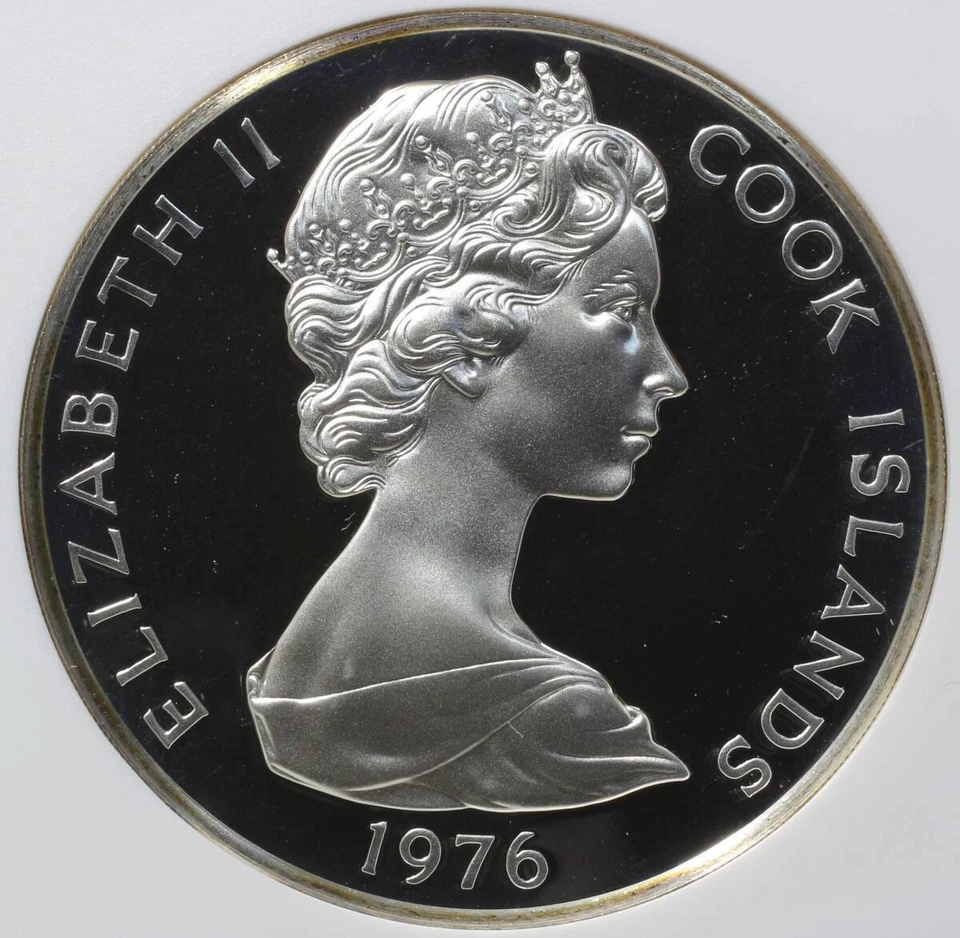 1976 Cook Islands Wildlife Conservation Kingfisher Silver Coin PF69UC $5 NGC - Image 2 of 4