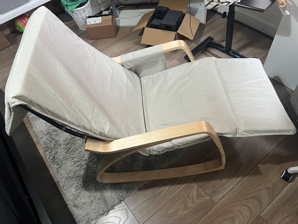 Rocking Armchair with Adjustable Footrest White eBay