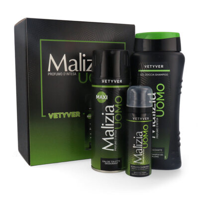MALIZIA UOMO VETYVER Geschenkset deo + Duschgel + Rasierschaum