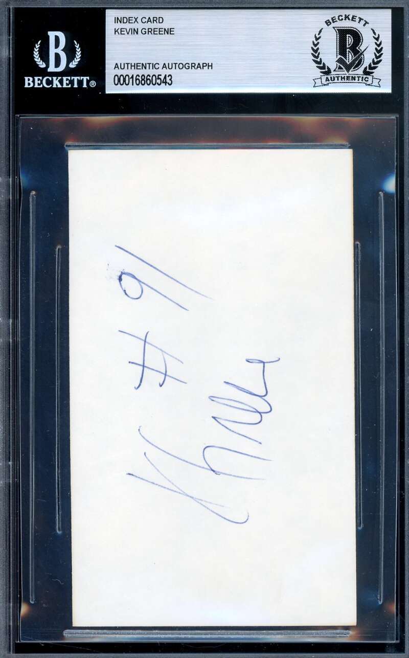 Kevin Greene Beckett BAS Signed 3x5 Index Card Autograph