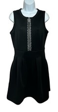 Michael Michael Kors Black Shift Cocktail Dress Sz M Sleeveless Rhinestone