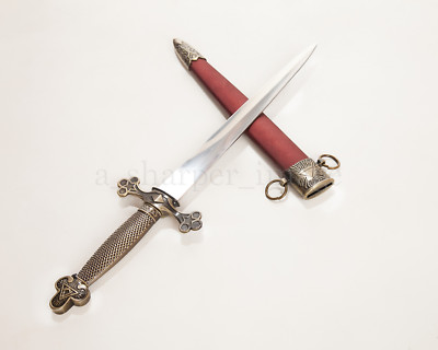 Masonic 15'' Dagger  + Scabbard Ren Fair Dress Ceremonial Cosplay - Good Quality!