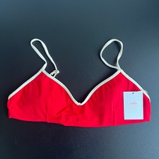 Andie Swim The Bells Bikini Top Large Poppy Red With White Trim