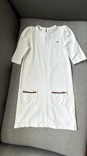 Gucci Girls White Cotton Pique Dress 10Y Red Green Web Trim GG Logo