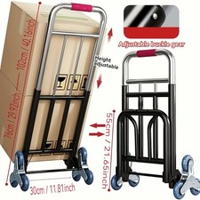 Heavy Duty 330LB Folding Hand Truck Stair Climbing Wheels Portable Dolly Cart