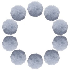 2.8 Inch Faux Fur Pom Pom Balls, 10 Pcs Grey Faux Fur Pom Poms for Hats