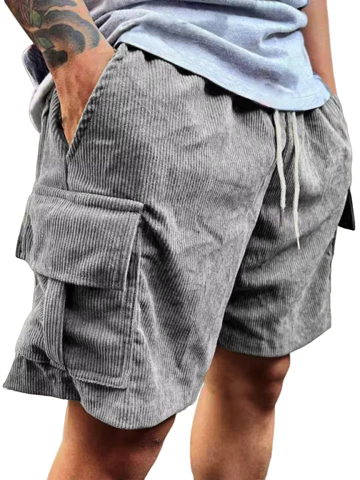 Men's Corduroy Shorts Retro Summer Casual Multi Pocket Breathable Outdoor Shorts