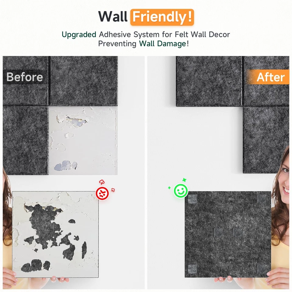 Felt Cork Board for Wall: Extra Large Bulletin Board for Office - 12 PCS Thic... - Image 2 of 4