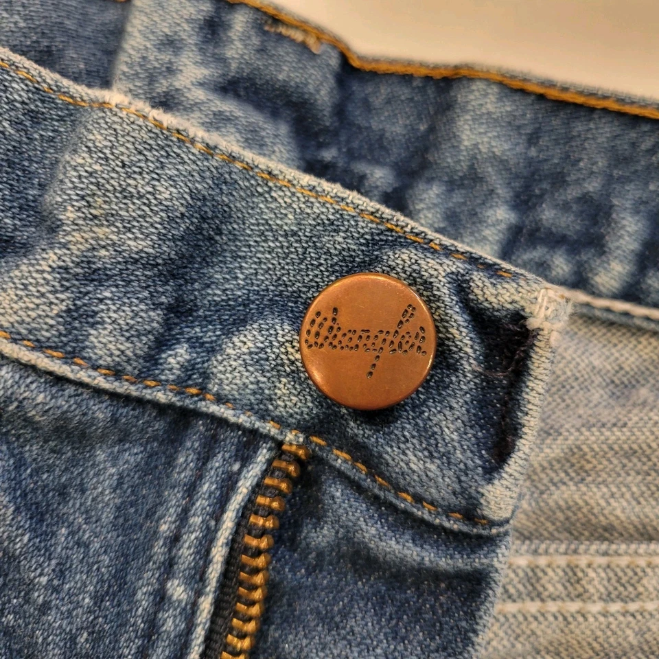 Винтажные мужские джинсы Wrangler 30x34 выцветший синий ковбойский покрой сделано в США 90-е вестерн - Изображение 3 из 4