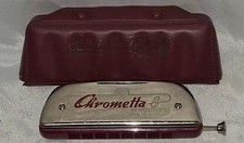 Vintage M. Hohner Chrometta 8 Model 250/32 Key of C Chromatic Harmonica w/ Case