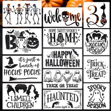 Halloween Stencils Door Mats Skeleton Boo Reusable Painting Wood Sign Decor