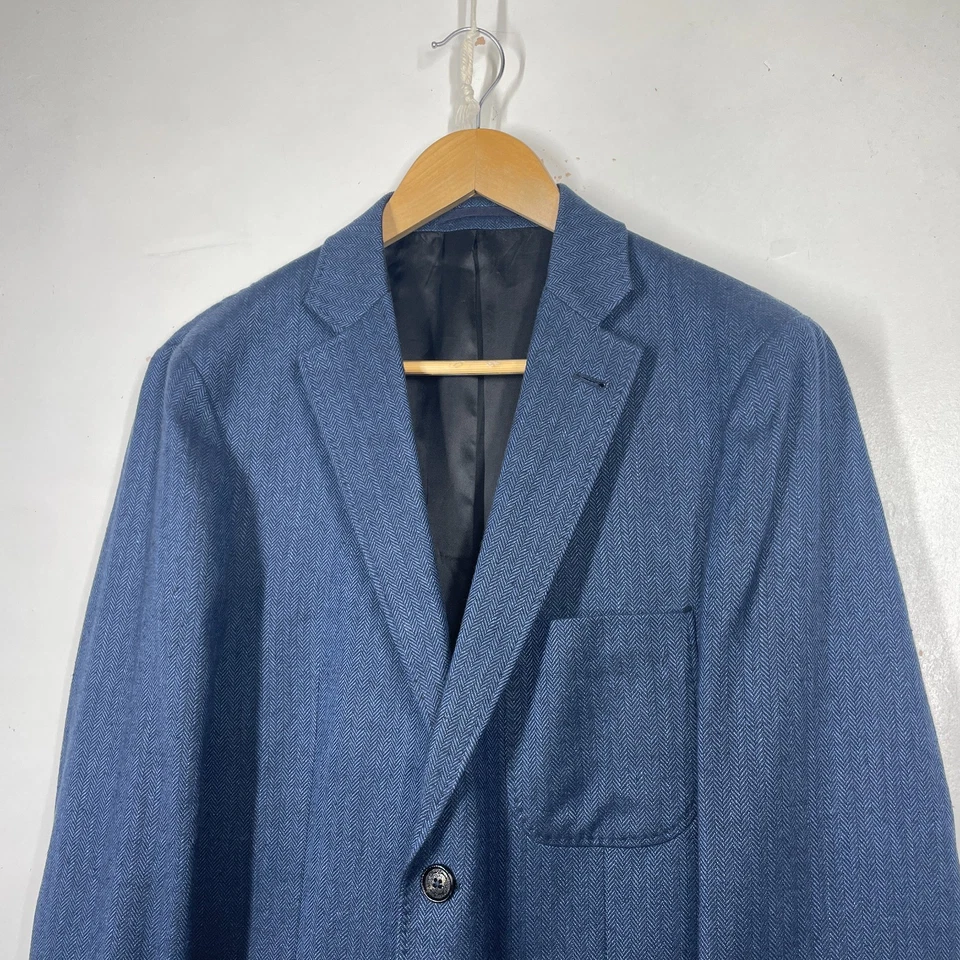 Oliver Sweeney Blazer Jacket Mens M Blue Chore Mallalieus Cotton Wool Silk Linen - Image 2 of 4