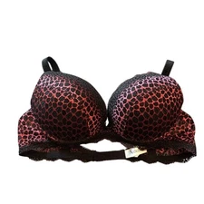Acousma Size 36B Women Black and Pink Lace Bra