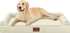 Orthopedic Dog Bed Waterproof For Large Dogs Soft Velvet 36 X 27 Inch Beige