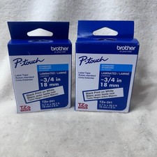 2x Genuine Brother P-Touch TZe-241 Black Print on White Tape 3/4" x 26.2' 18mm
